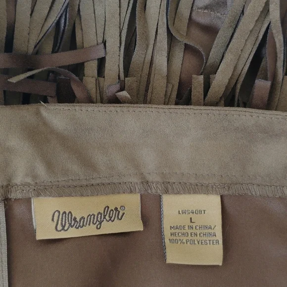 Wrangler Womens Brown Faux Suede Fringe Mini Skirt Sz L Western Cowgirl Country - Picture 3 of 6